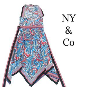 NY&Co Bandana Red/Blue/White Paisley Handkerchief Dress Sz 4 EUC